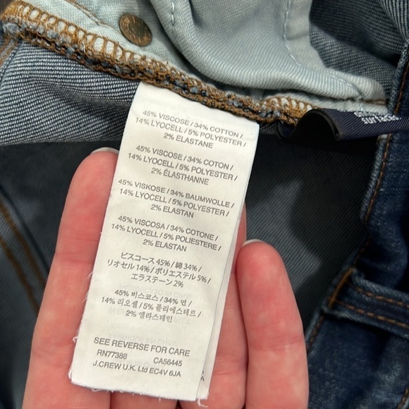 J Crew Reid Straight Stretchy Jeans w/ Dark Wash and Raw Hem Size 29 - Picture 7 of 11